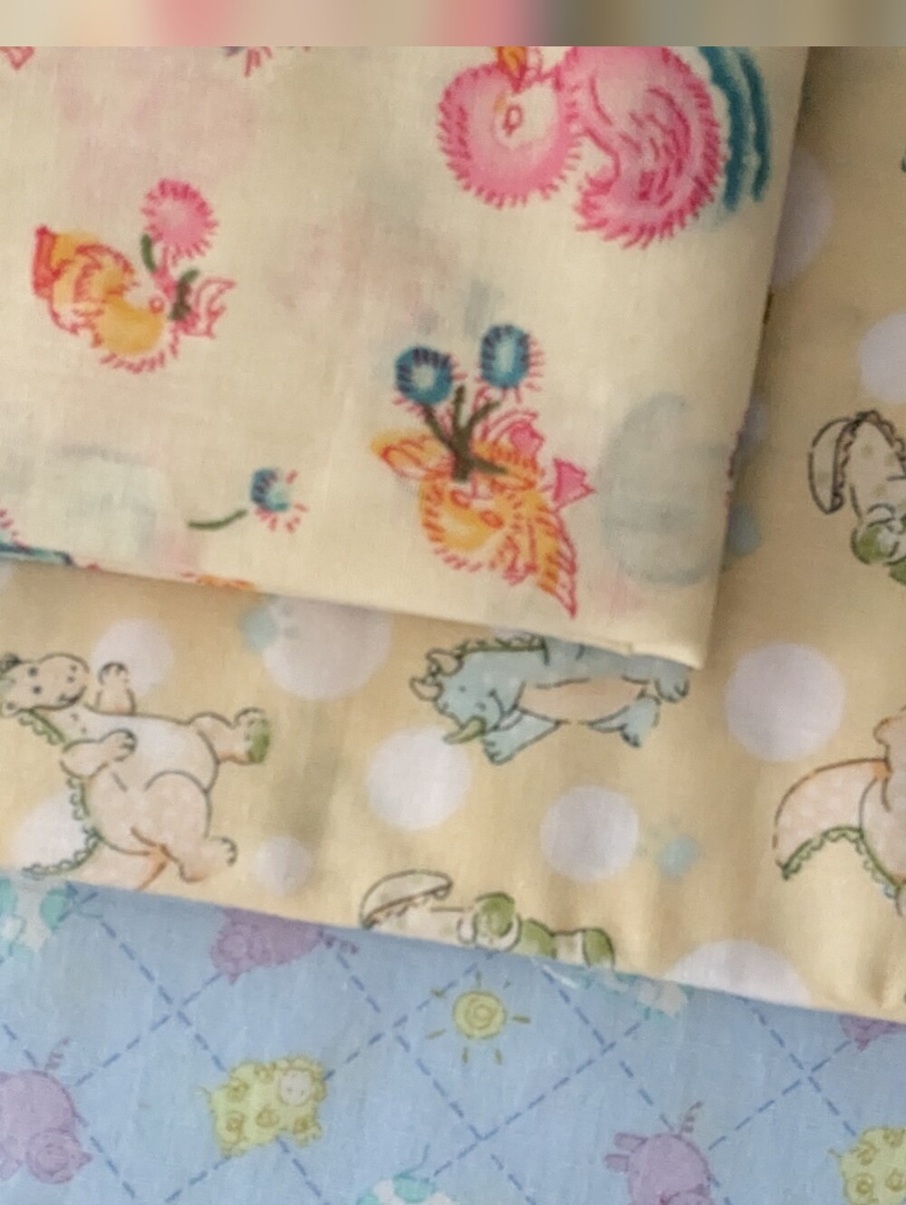 3-Pack of Vintage Style Very Soft Fabrics for Babies Quilts, Etc.